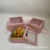 Draagbare PVC-laminaat transparante venster vierkante verse bloemen fruit cadeaudoos driedelige set eeuwige zeep souvenirdoos