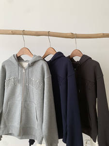 Sudadera Unisex Personalizada con Bordado y Grabado Frontal, 100% Algodón Tejido Transpirable, Cierre de Cremallera, Hombros Caídos, para Invierno y Otoño - Product Image 6