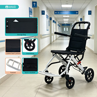 Fauteuil roulant manuel compact pliable en aluminium, petite roue, chaise de transport portable, aide à la mobilité pour personnes handicapées