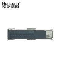 Connecteur femelle DP de type DIP monté sur carte, à montage latéral, avec bords recourbés, quatre pattes, une seule pièce avec bride