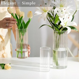 Porte-bougie cylindrique en verre Hurricane, pot en verre, vase, décoration de chambre à fleurs, disponible en trois tailles - Product Image 4