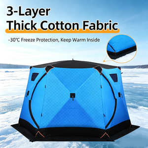 Meilleures ventes : Tente de pêche sur glace hexagonale isolée, à armature droite, pour 4-6 personnes, portable et adaptée à la randonnée - Product Image 4