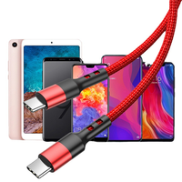 Cable de Carga Rápida Tipo C a C de Nailon Trenzado Taipuxi de 0.5m 1m 2m, Cables de Datos de 60W de Alta Calidad para Automóvil, Venta al Por Mayor