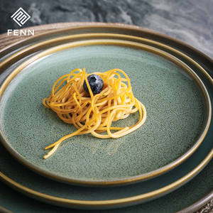 Platos Principales de Porcelana Verde Brillante para <span class=keywords><strong>Restaurante</strong></span>, Plato de Comedor de Cerámica, Fábrica FENN, para Bodas y Hoteles - Product Image 6
