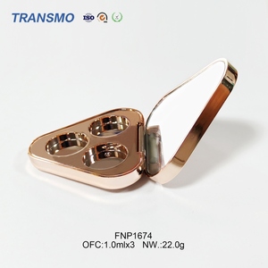 Boîtier de maquillage en plastique recyclable de luxe OEM personnalisable à 3 compartiments pour fards à paupières, rechargeable, avec couvercle transparent - Product Image 1