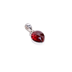 Colgantes de Plata de Ley 925 hechos a mano, piedras preciosas granate rojo, estilo bonito para niñas, regalo para mujeres, fabricante de joyería de plata India - Product Image 1