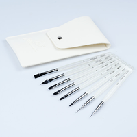 Ensemble de 8 pinceaux professionnels pour nail art avec manche pailleté antidérapant, virole argentée, et pochette pour la peinture au gel UV et le detailing