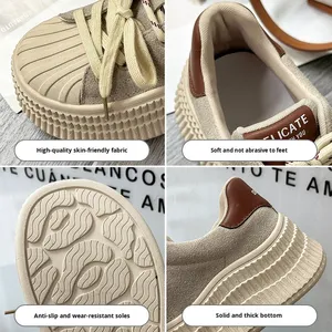 Zapatillas de Plataforma con Suela Gruesa de Cuero Genuino y Gamuza, Suela de Goma, para Mujer, Primavera-Otoño 2025, Populares y Modernas - Product Image 4