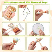 Baby Wooden Musical Instruments Set Neutral Color Montessori Musical Toy Preschool Education Learning Percussion Instruments Toy