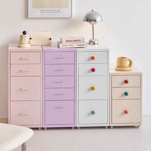 Meuble de rangement modulaire en métal à plusieurs tiroirs, couleur bonbon, style ferme, avec roulettes, fin et étroit, pour espaces restreints, bureau mobile en acier - Product Image 1