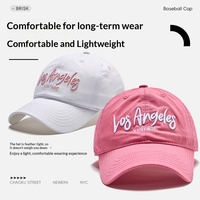 Topi Baseball Unisex 6 Panel 100% Katun Cepat Kering, Ukuran Besar, Pinggiran Lebar, Bordir Huruf Kasual, Dapat Disesuaikan