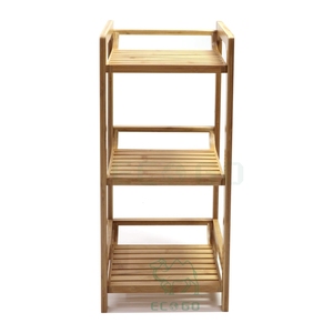 Étagère d'angle en bois de <span class=keywords><strong>bambou</strong></span> durable à 3 niveaux étagère de rangement pour salle de bain salon - Product Image 1