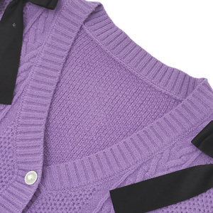 <span class=keywords><strong>Cardigan</strong></span> Corto da Donna in Maglia a Treccia con Fiocco <span class=keywords><strong>Nero</strong></span> e Scollo a V, di Alta Qualità, con Fiocco sulle Spalle - Product Image 2