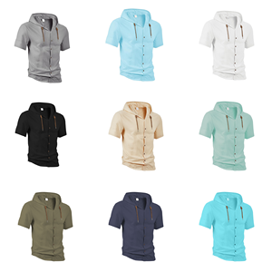 Camisas Guayaberas de Lino de Manga Corta Personalizadas para Hombre, Camisa con Botones, Estilo Casual Hawaiano para Playa, Ligera y a la Moda - Product Image 3