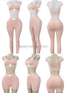 Conjunto Deportivo Peeqi de Alta Calidad en Nailon para Fitness, Yoga, Gimnasio, Top Deportivo y Pantalones/Shorts de 2 Piezas para <span class=keywords><strong>Mujer</strong></span> - Product Image 5