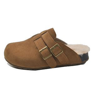 Baotou รองเท้าแตะครึ่งข้อสำหรับผู้หญิง, รองเท้าแตะขนปุยหิมะสองชิ้นรองเท้าแตะพื้นหนา Birkenstocks ใหม่ฤดูใบไม้ร่วงและฤดูหนาว - Product Image 2