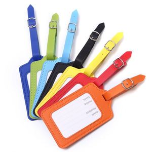 Étiquettes de bagages en cuir PU en stock avec fenêtre colorée, style européen et américain, nouveau design - Product Image 2