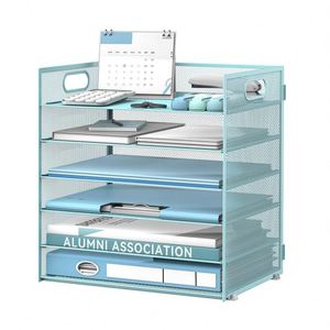6 Tier Metal Mesh Paper <b>File</b> Organizer for Desk Paper Letter Tray Organizer Mesh Desk <b>File</b> Organizers with Handle - Product Image 1