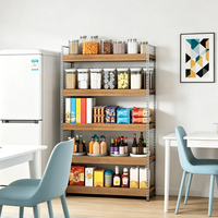 Housses de rayonnage en bambou, Housses de rayonnage en bois pour rayonnages métalliques, Lot de 5 housses pour rayonnages, Doublures de rayonnage pour garde-manger
