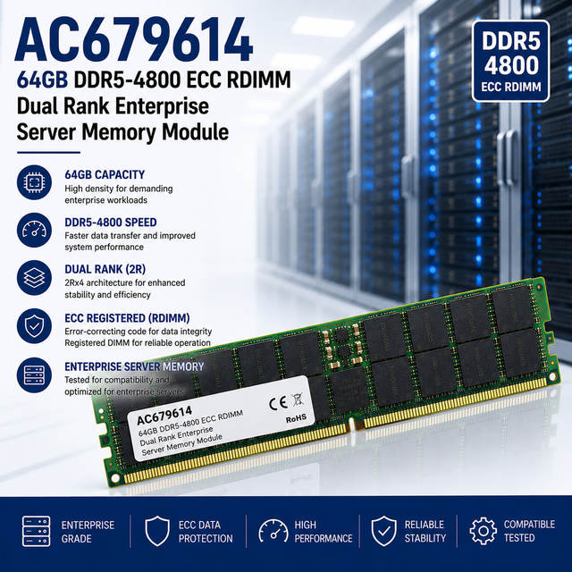 Wholesale Ac679614 64gb Ddr5-4800 Ecc Rdimm Dual Rank Enterprise Server Memory Module