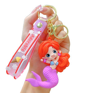 Venta al por mayor de dibujos animados sirena PVC llavero colgante lindo muñeca Dar llavero bolsa encanto - Product Image 4