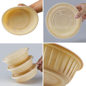 Bol jetable certifié à emporter avec couvercle, biodégradable, écologique, compatible micro-ondes, classique, pour fêtes, bento, restaurant, contenant alimentaire - Product Image 4
