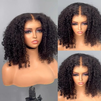 Perruques sans colle en cheveux humains, densité 180%, brun chocolat, style bob afro bouclé audacieux, pré-épilées, prêtes à porter