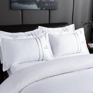 Percale Bộ Ga Trải Giường Vải Lanh 100 Cotton Màu Trắng Sọc Chất Lượng 5 Sao Sang Trọng Ga Trải Giường Khách Sạn - Product Image 4