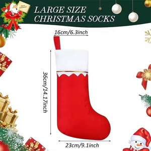 Yuyang 12 chaussettes de Noël en feutre pour cheminée, chaussettes suspendues rouges en tissu non tissé avec bordure dorée - Product Image 4