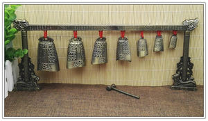 विस्तृत चीनी कॉपर मिश्र धातु नक्काशी 12 बेल ड्रैगन साधन झंकार - Product Image 3