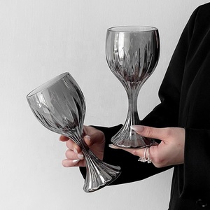 Europeu fantasia grossa alta vinho óculos cristal com nervuras vinho gravado vidro colorido taça para casamento - Product Image 2