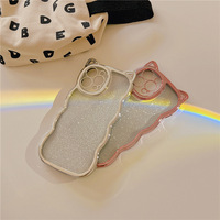 Coque de téléphone portable mignonne avec oreilles de chat, effet brillant électrolytique, pour iPhone 14 Pro Max, dorée, anti-chute, compatible avec 13 Pro Max
