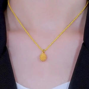 Durian Pendant Necklace Zinc Alloy Sparkling Clavicle Chain For Women Gift Jewelry - Product Image 2