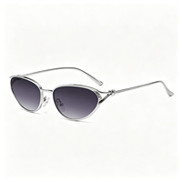 Kacamata Hitam Wanita Vintage Cat Eye Metal 2026 dengan Hiasan Simpul pada Tangkai, Lensa Gradasi, Proteksi UV, Fashion Shades Grosir Logo Kustom