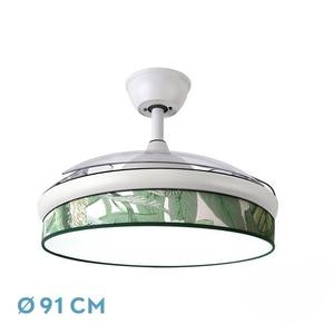 72W DC <b>fan</b>, <b>white</b> with green blades, 91cm, 3 blades, 7200lm, 3000K/4000K/6000K, remote control, memory and timer. - Product Image 1