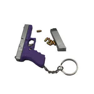 Commercio all'ingrosso 3d arma pistola modello portachiavi acquirente giocattolo pistola portachiavi proiettili Glock fondina in metallo Mini Glock decorazione Ejectable