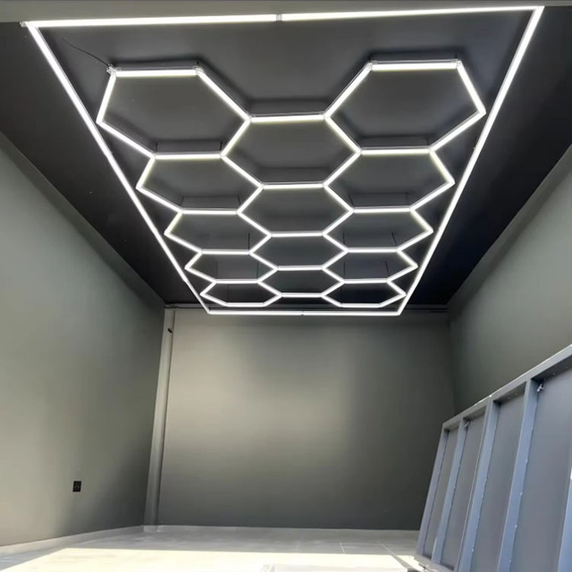 Custom Designed Hanging Hexagon Light Detailing Garage Hexagonal Led Light for Ceiling