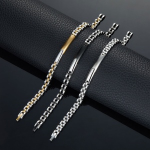 Custom 316l Stainless Steel <b>Men</b> Bracelet Engrave 14k 18k Gold Plated Fashion Chain Link Bracelets <b>for</b> <b>Men</b> - Product Image 3