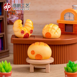 Simulated Bread House Resin Miniature Decorations Cartoon Cute Desktop Ornaments Round Shape <b>Plastics</b> And Resins D1844 - Product Image 4