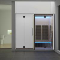 Sauna Eléctrica de Cristal de Carbono para 2 Personas ST106L/R, Sauna Portátil Moderna con Panel de Control para Interiores de Viviendas y Apartamentos