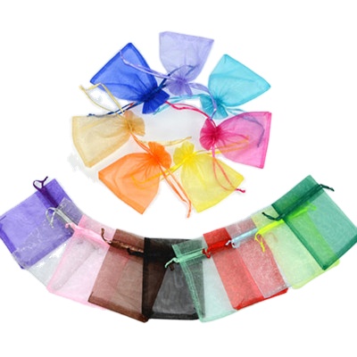 Custom Size Drawstring Gift Organza Pouches Colorful Jewelry Organza Bag Recyclable Grey Color or Customized Acceptable