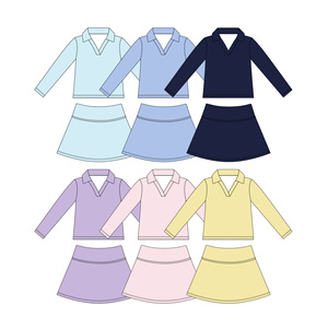 ชุดกีฬาลำลองพิมพ์ลายสีสันสดใสสำหรับเด็กผู้หญิง เสื้อคอวี กระโปรง กางเกงขาสั้น ซับใน ชุดคู่พี่น้อง - Product Image 2