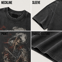 T-shirt graphique vintage délavé personnalisé IKDEER, coupe oversize en coton à manches courtes pour marque streetwear, commande en gros