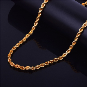 Collana <span class=keywords><strong>da</strong></span> <span class=keywords><strong>Uomo</strong></span> <span class=keywords><strong>in</strong></span> Acciaio Inossidabile Placcato <span class=keywords><strong>Oro</strong></span> 18k PVD 4mm, Catena a Cavo Placcata <span class=keywords><strong>Oro</strong></span>, Best Seller - Product Image 3
