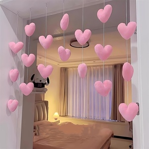 Pembe Geometrik Peluş Süs, Çıkarılabilir, Yıkanabilir, Hafif Polyester, Düğün Asma Süsü, Kapı/Pencere Dekorasyonu, Modern - Product Image 1