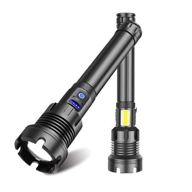 Super Bright XHP90 COB LED Micro USB Rechargeable Flashlights Telescopic Zoom High Lumen LED Flashlights Rechargeable