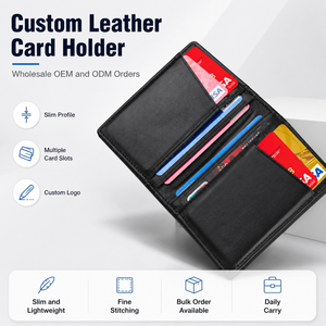 Portafoglio Pieghevole in Pelle Nera con Blocco RFID, Multi Scomparti per Carte, Chiusura Magnetica, Logo Personalizzato, Porta Carte di Credito all'Ingrosso - Product Image 1