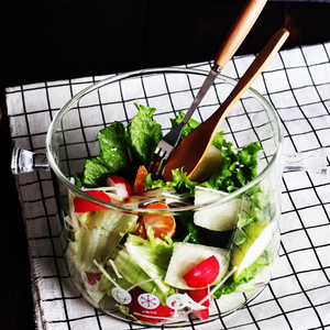 Lớn Glass salad Bowl trộn andserving món ăn rõ ràng Glass nấu ăn nồi với nắp - Product Image 6