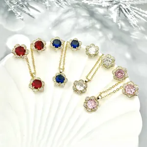 Kalung bunga Lahir emas kualitas tinggi 2024 perhiasan mewah bling zirkon kalung bunga untuk wanita menarik