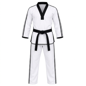 Uniforme de Judo Blanco de Moda con Ribete Negro, 100% Algodón, 140g, Secado Rápido, Transpirable, Unisex, Talla Adulto, Corte Regular, Kits de Artes Marciales - Product Image 1